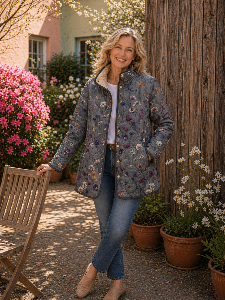 Niva | Vintage Floral Print Quilted Jacket