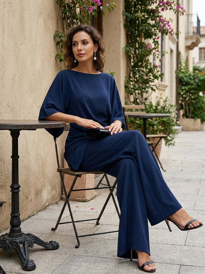Lucretia | Draped Asymmetric Wide-Leg Set