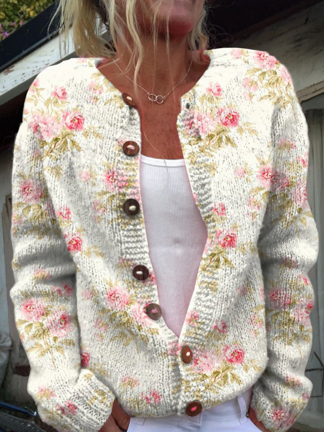 Margaret | Pink Rose Knit Cardigan
