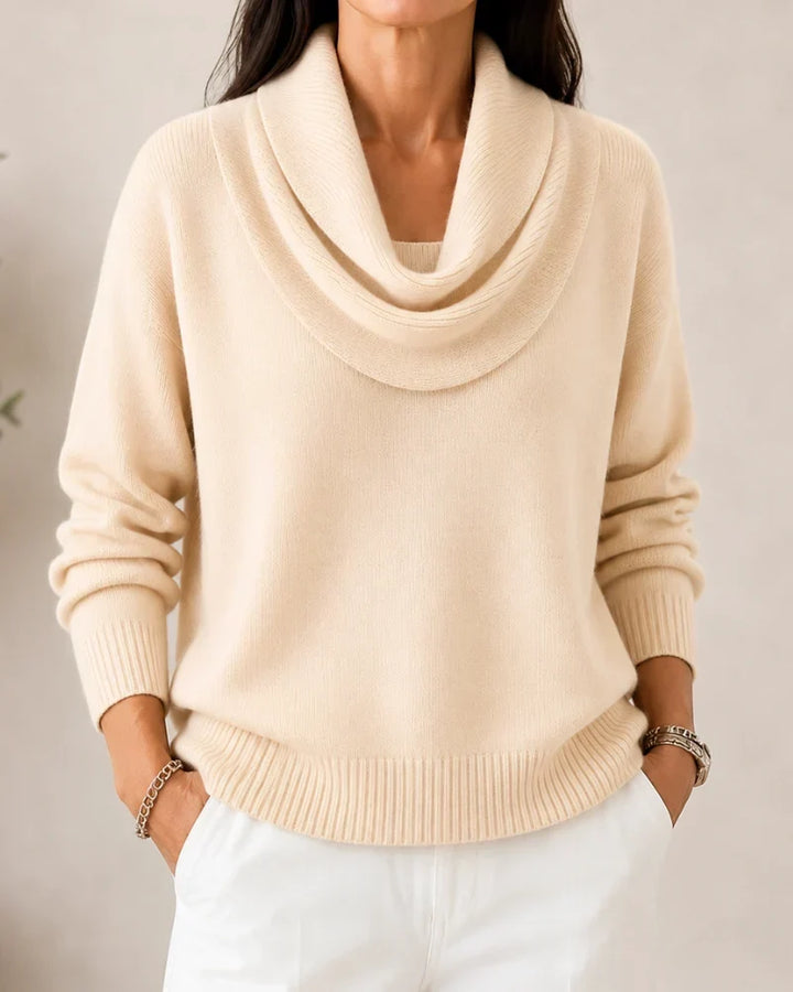 Lorraine | Draped Cowl-Neck Knit Jumper