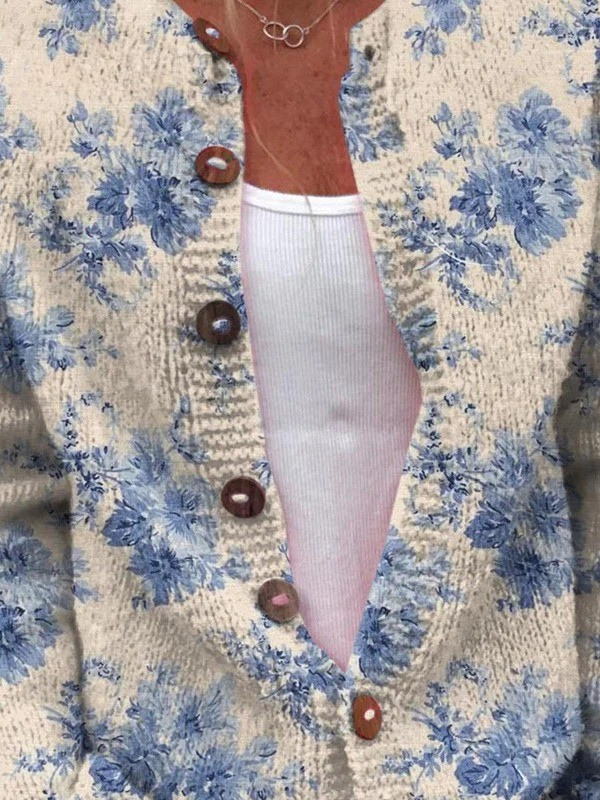 Sandra | Blue Blossom Knit Cardigan