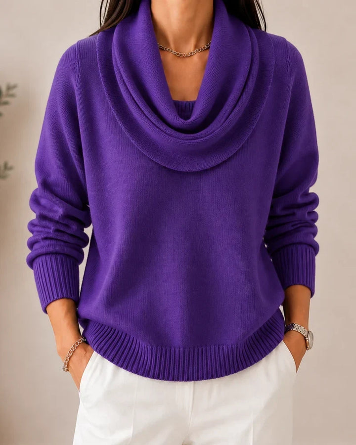 Lorraine | Draped Cowl-Neck Knit Jumper