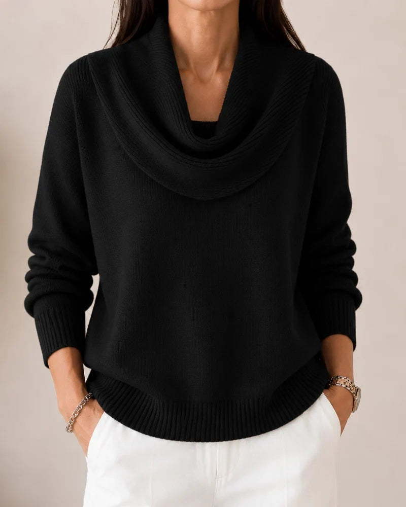Lorraine | Draped Cowl-Neck Knit Jumper