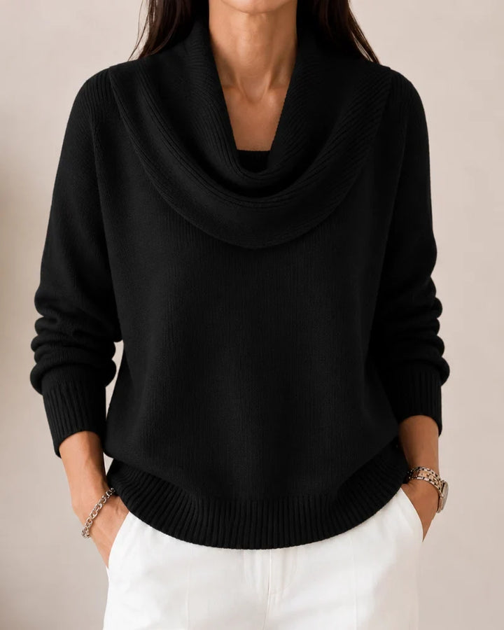Lorraine | Draped Cowl-Neck Knit Jumper