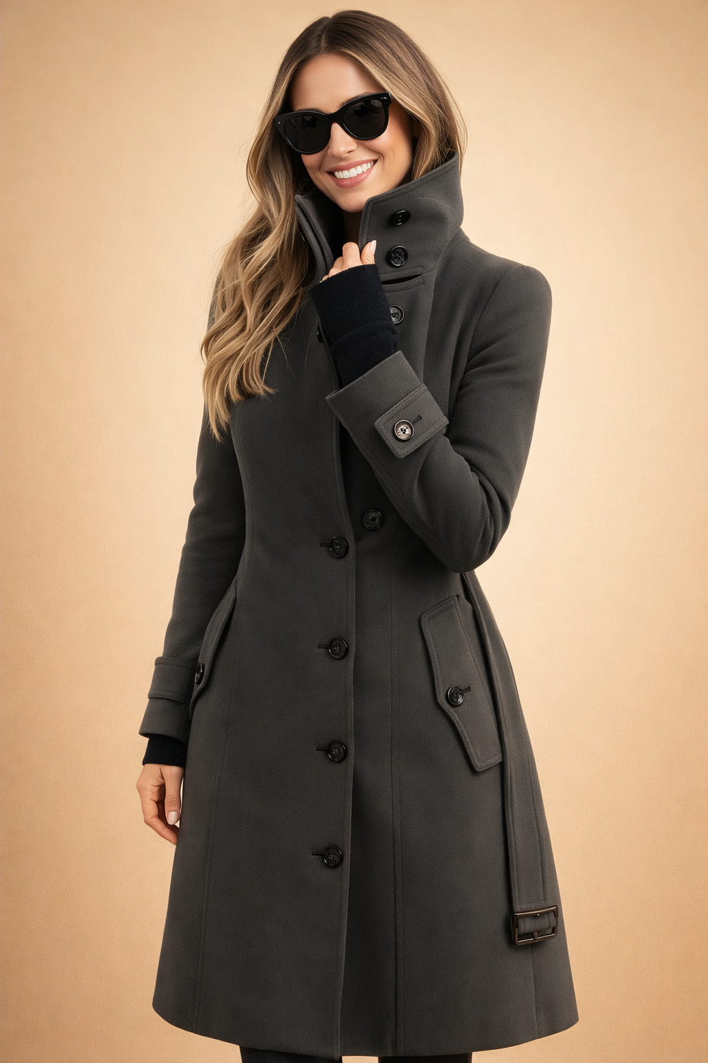 Amelia | Double-Breasted Stand-Collar Winter Coat