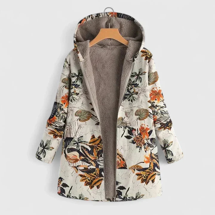 Sabrina | Floral Print Fleece-Lined Winter Coat