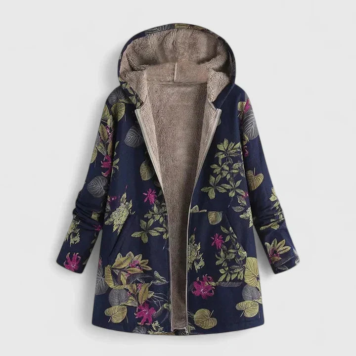 Sabrina | Floral Print Fleece-Lined Winter Coat