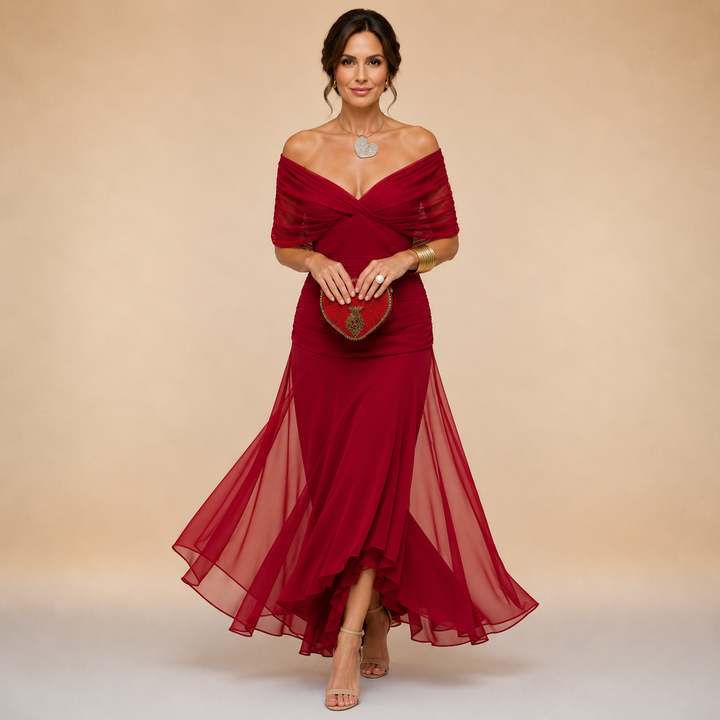 Emma | Draped V-Neck Maxi Dress
