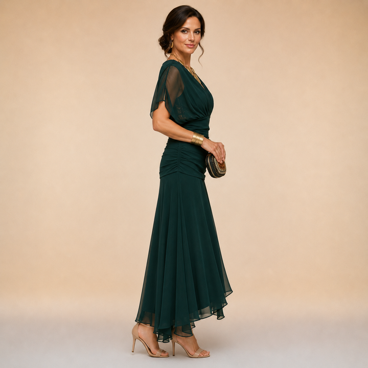 Emma | Draped V-Neck Maxi Dress