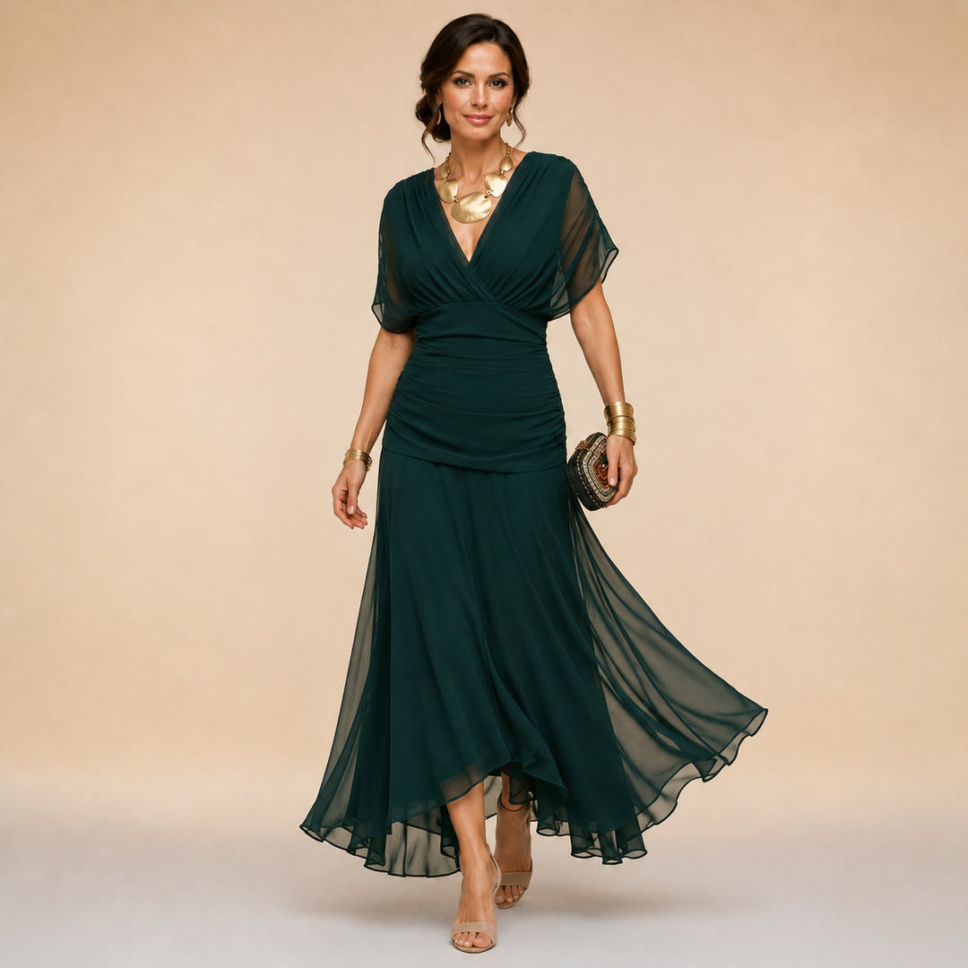 Emma | Draped V-Neck Maxi Dress
