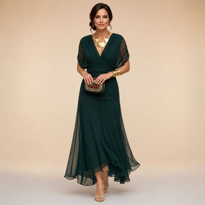 Emma | Draped V-Neck Maxi Dress