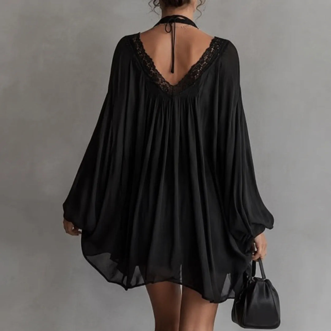 Lucia | Lace-Trim Chiffon Tunic Dress