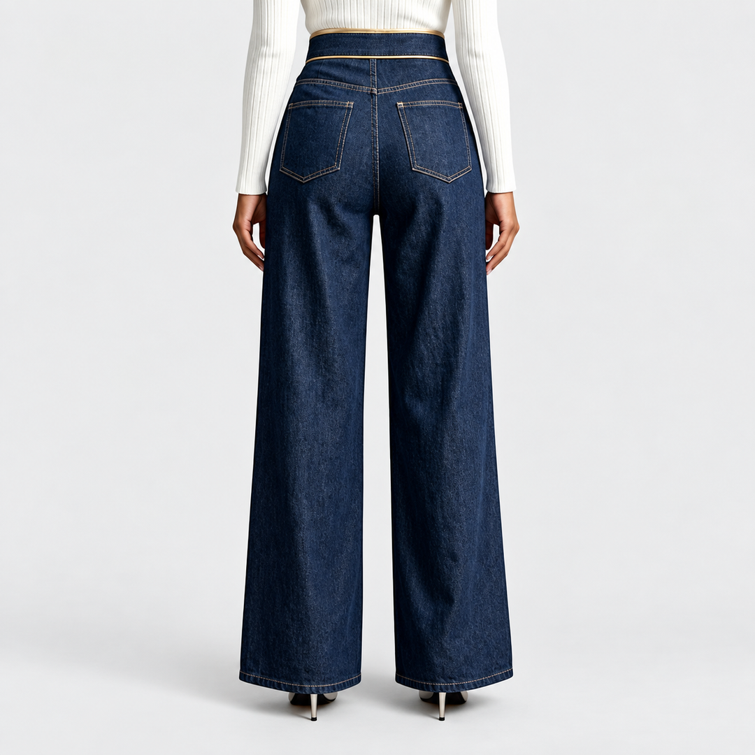 Francesca | Gold-Piped Wide-Leg Trousers