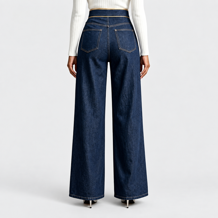 Francesca | Gold-Piped Wide-Leg Trousers