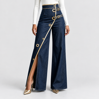 Francesca | Gold-Piped Wide-Leg Trousers