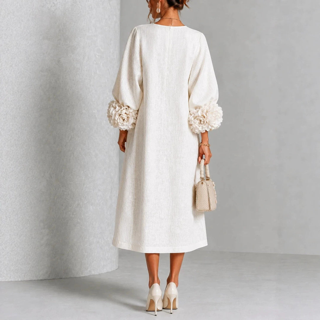 Theodosia | Rosette-Cuff Button Midi Dress