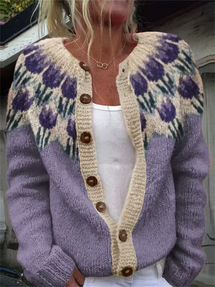 Selina™ | Vintage Floral Knit Cardigan Sweater