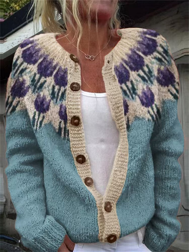 Yvonne™ | Vintage Floral Knit Cardigan Sweater