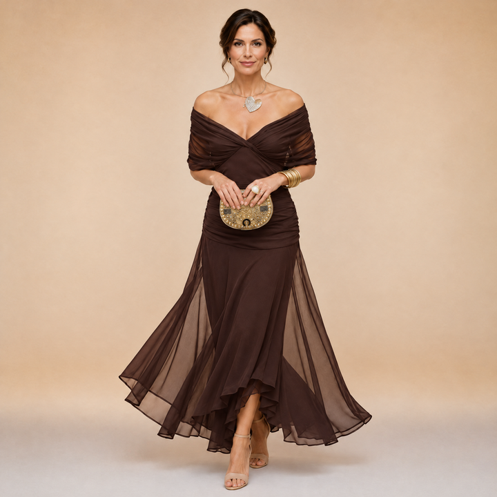 Emma | Draped V-Neck Maxi Dress