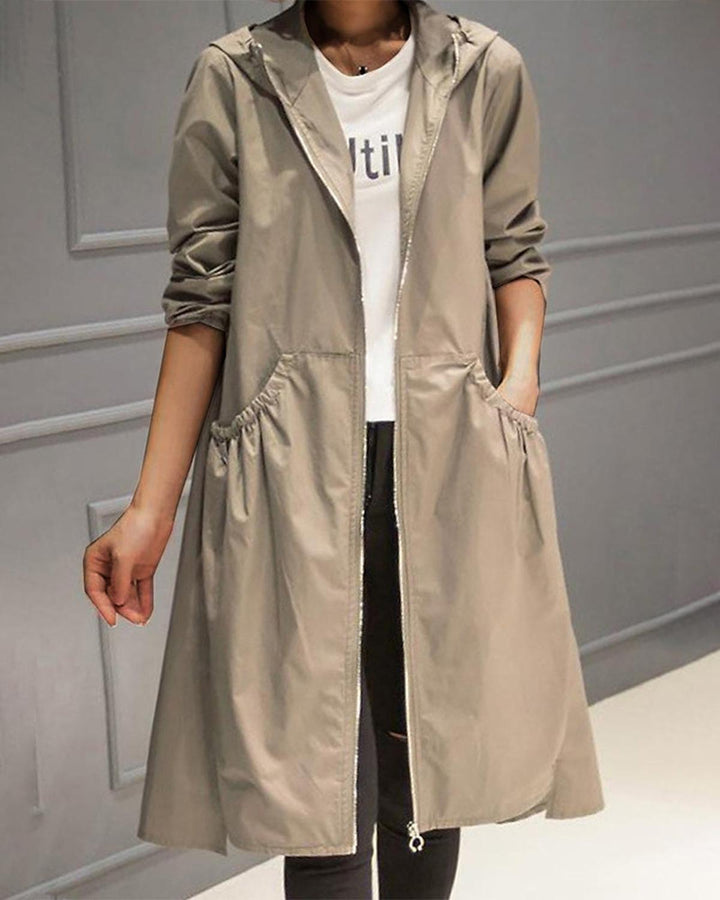Delphine | Long Hooded Trench Coat