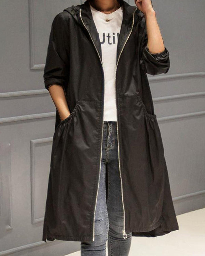 Delphine | Long Hooded Trench Coat