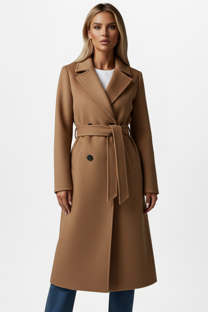 Vivienne | Long Belted Double-Breasted Coat