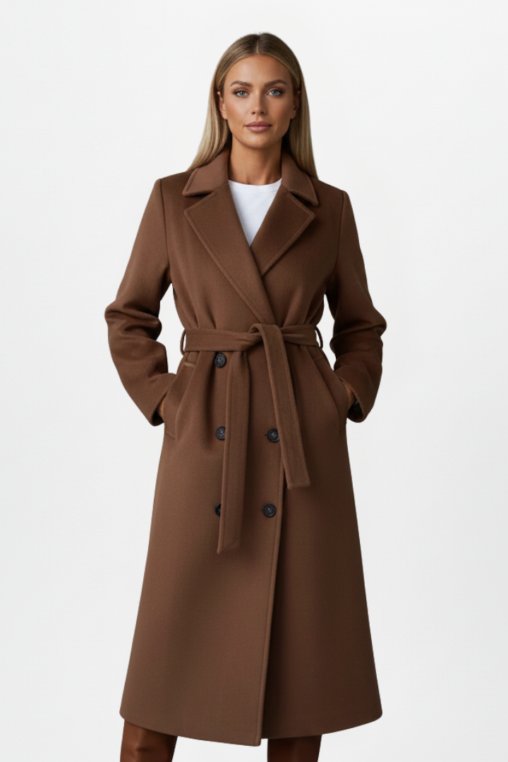 Vivienne | Long Belted Double-Breasted Coat