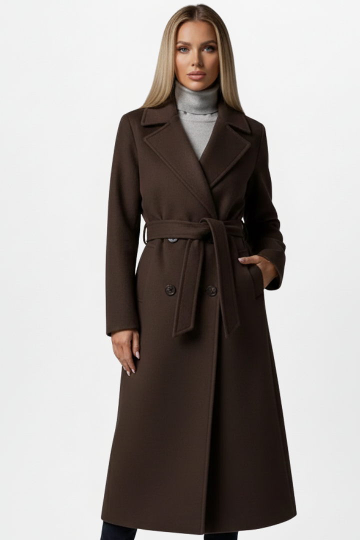 Vivienne | Long Belted Double-Breasted Coat