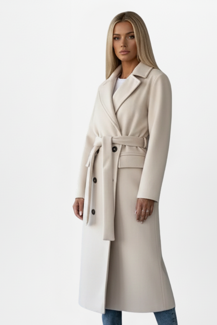 Vivienne | Long Belted Double-Breasted Coat