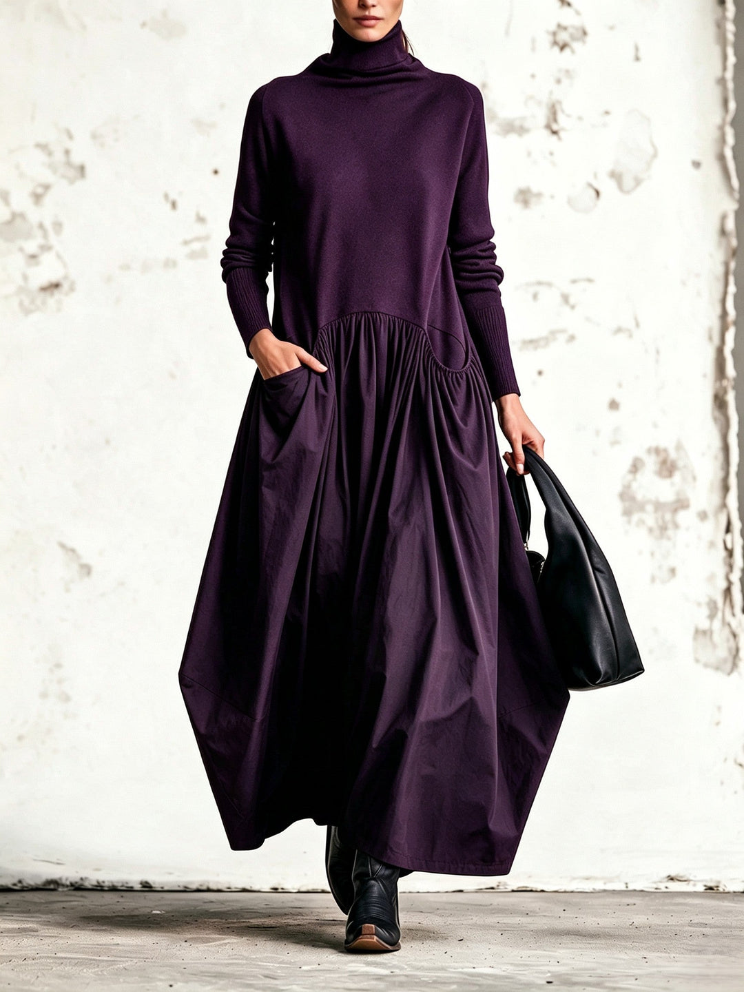 Odessa | High-Neck Pocket Maxi Dress