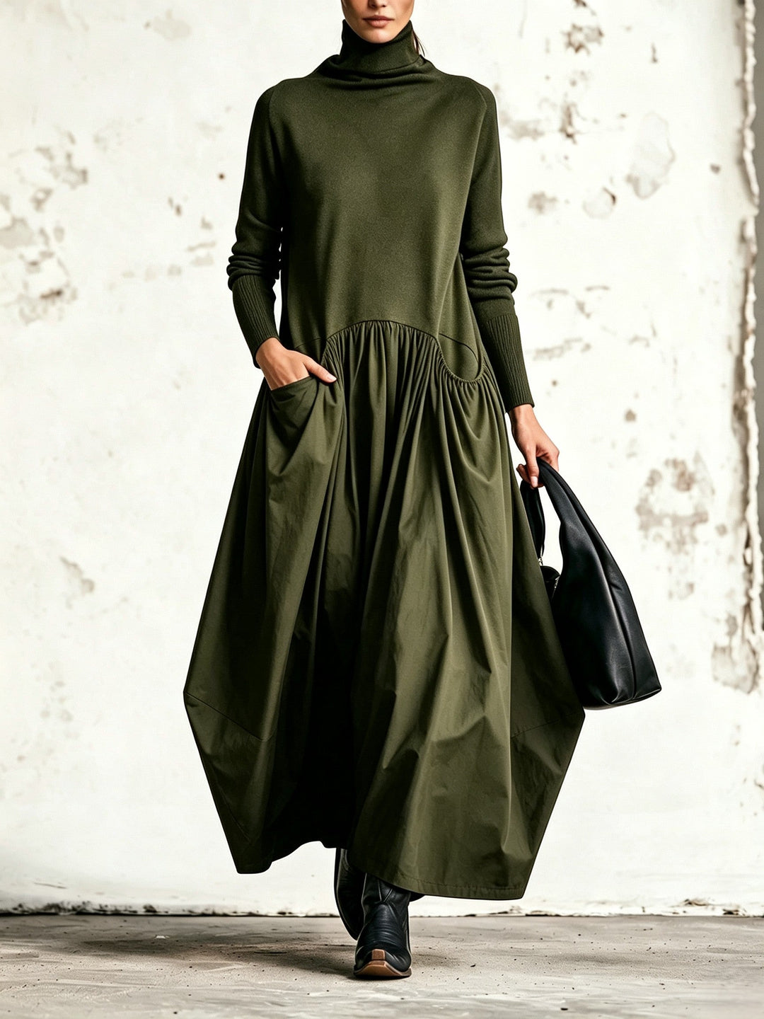 Odessa | High-Neck Pocket Maxi Dress