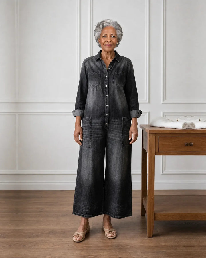 Imani | Vintage Washed Button-Through Denim Dress