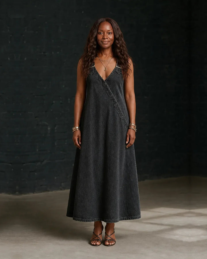 Bianca | Long Button-Through Denim Dress