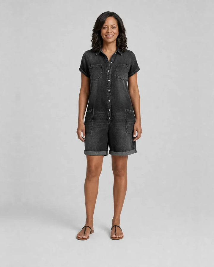 Jada | Short Vintage Denim-Look Overall