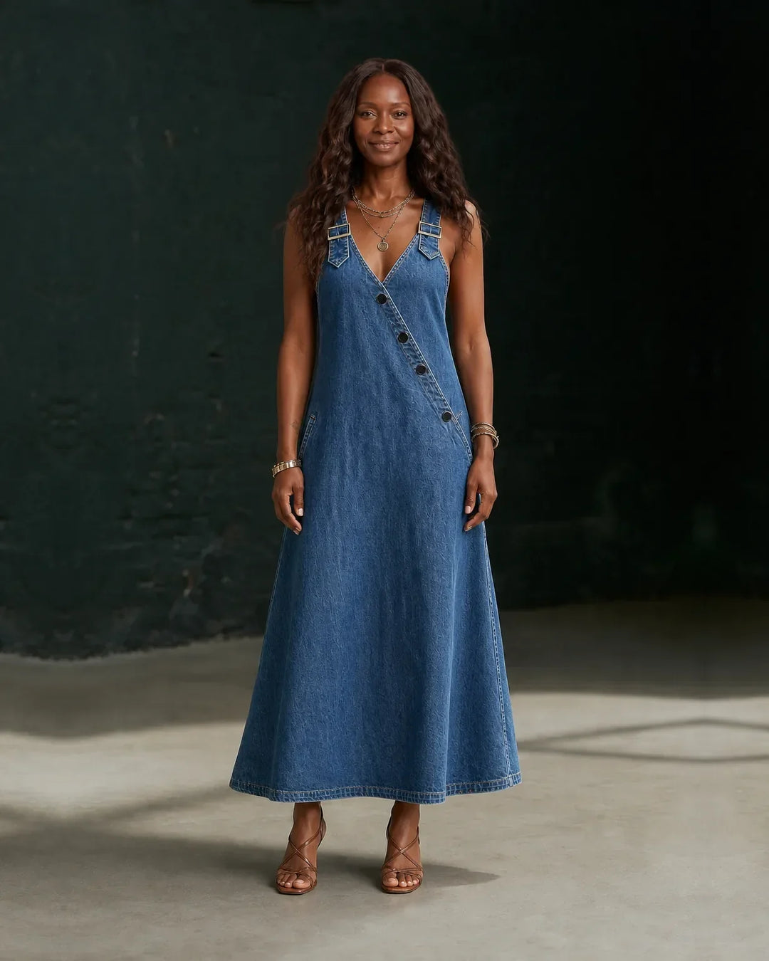 Bianca | Long Button-Through Denim Dress