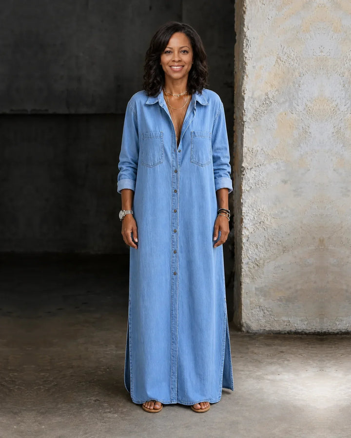 Nia | Button-Through Denim Dress