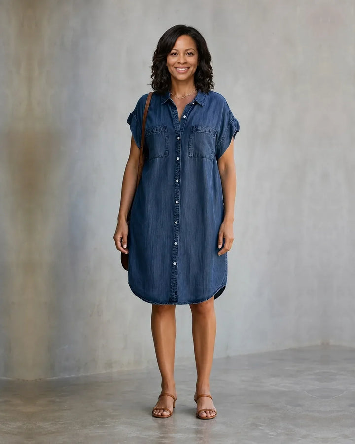 Kiara | Button-Through Denim Dress