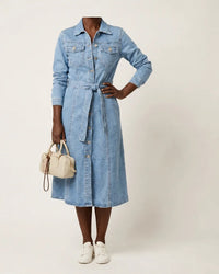 Maribell | Long-Sleeve Denim Maxi Dress