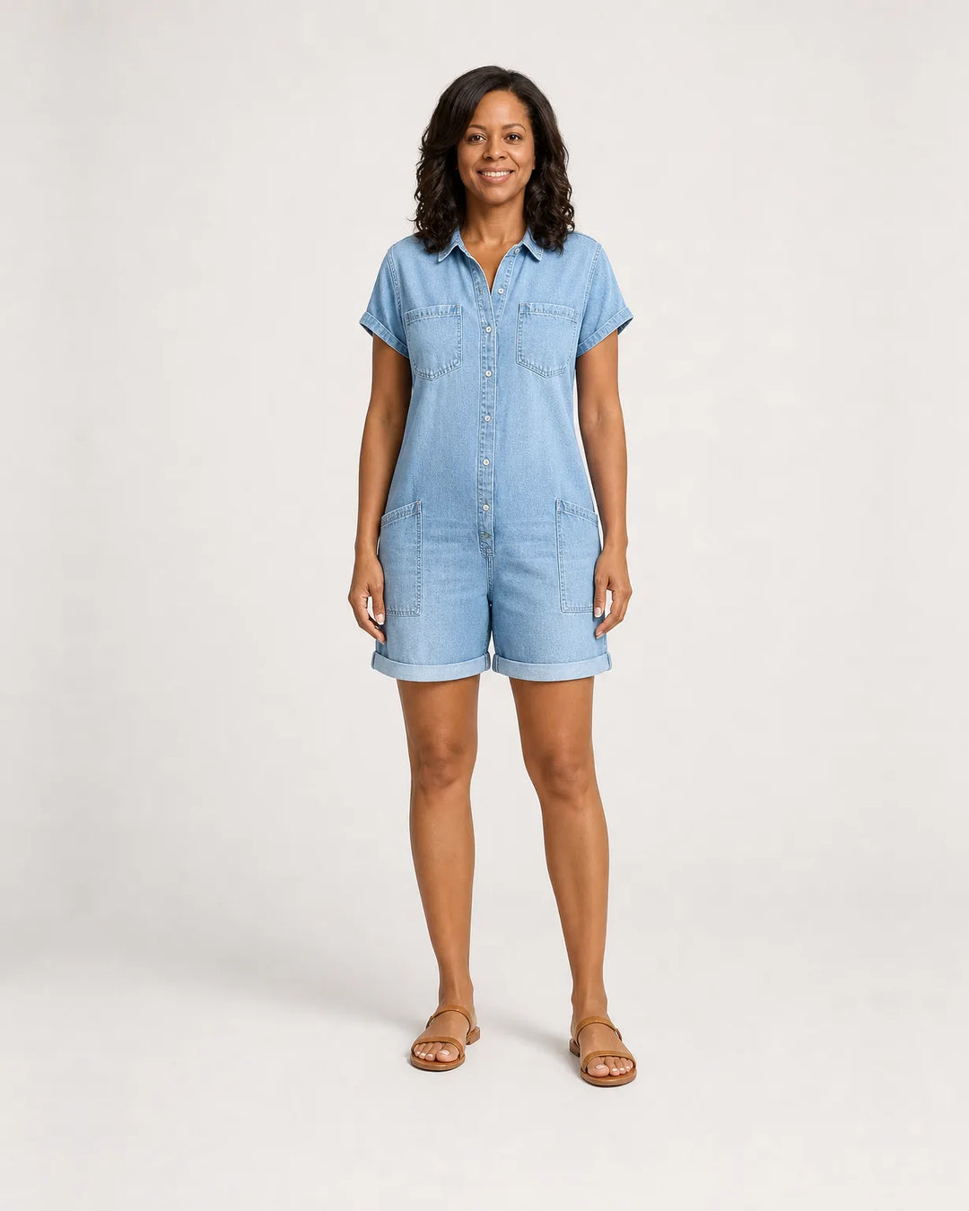 Jada | Short Vintage Denim-Look Overall