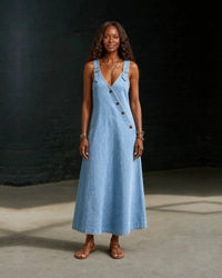 Bianca | Long Button-Through Denim Dress