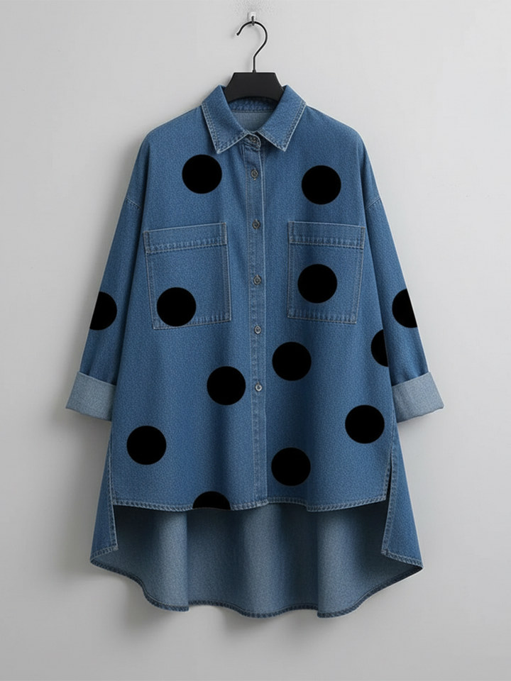 Norah | Polka Dot Stand Collar Top