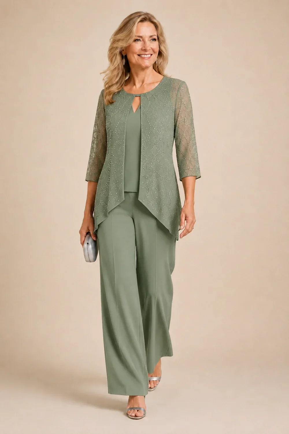 Marisol | Beaded Lace Pant Suit