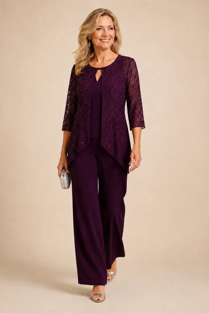 Marisol | Beaded Lace Pant Suit