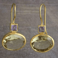 Emerelle | Vintage Green Crystal Gold Earrings