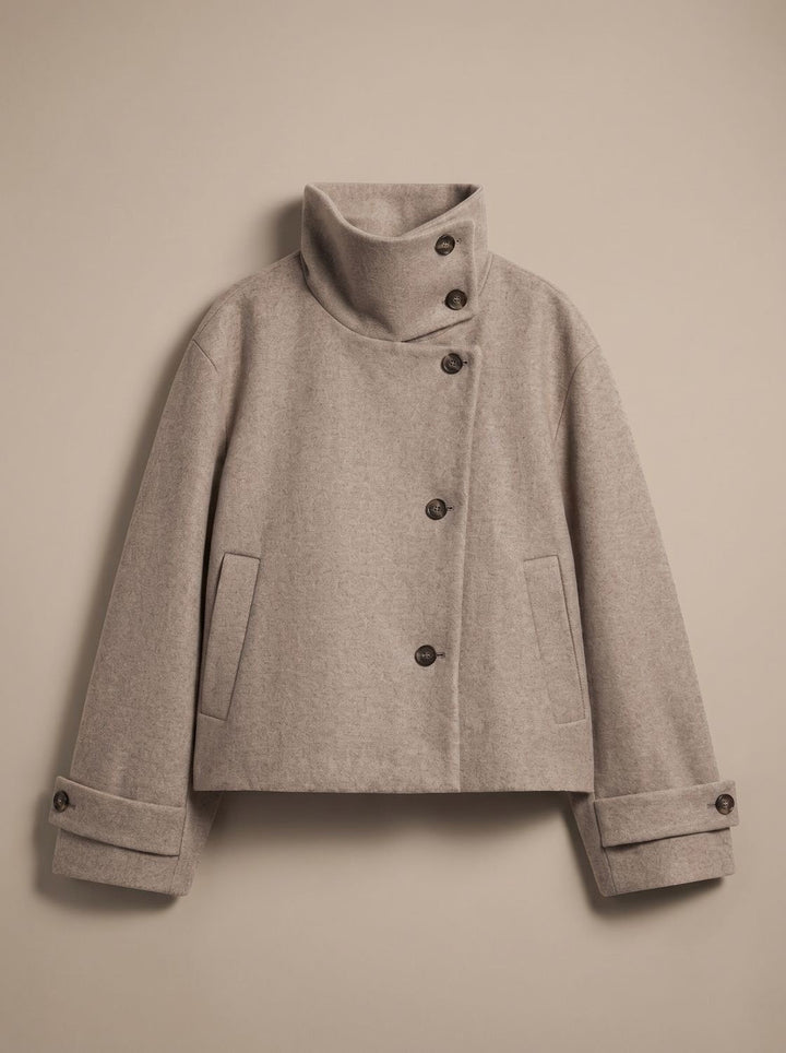 Victoria | High Neck Stand Collar Short Coat