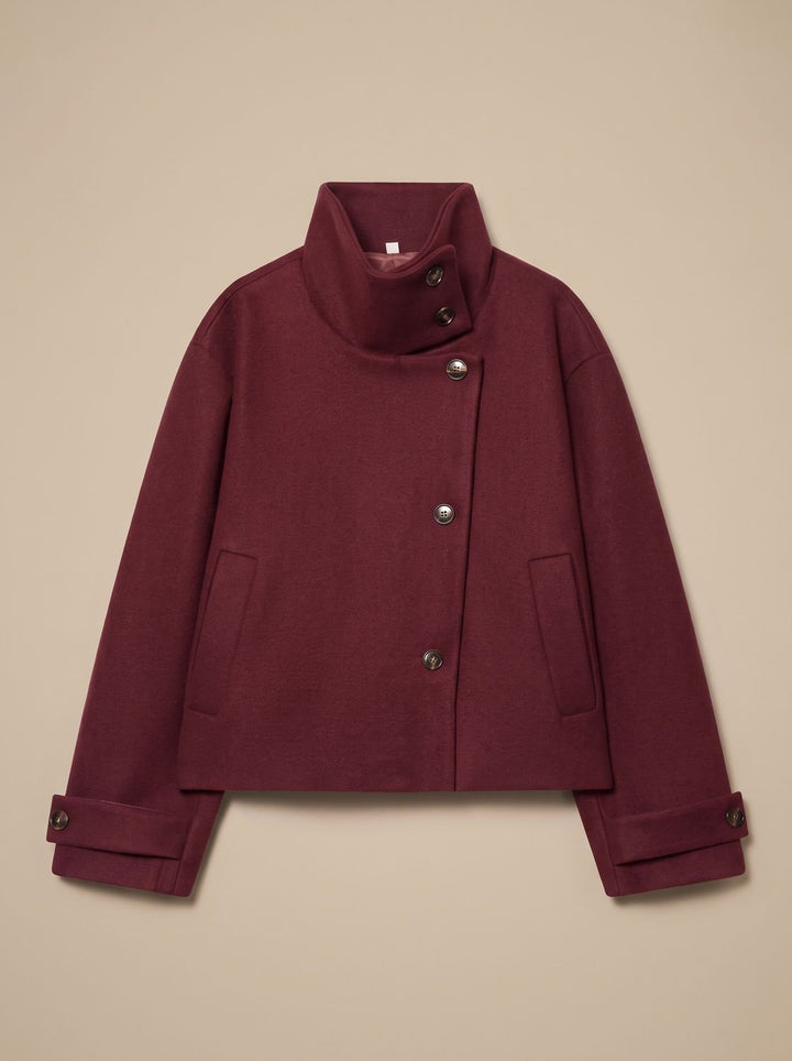 Victoria | High Neck Stand Collar Short Coat