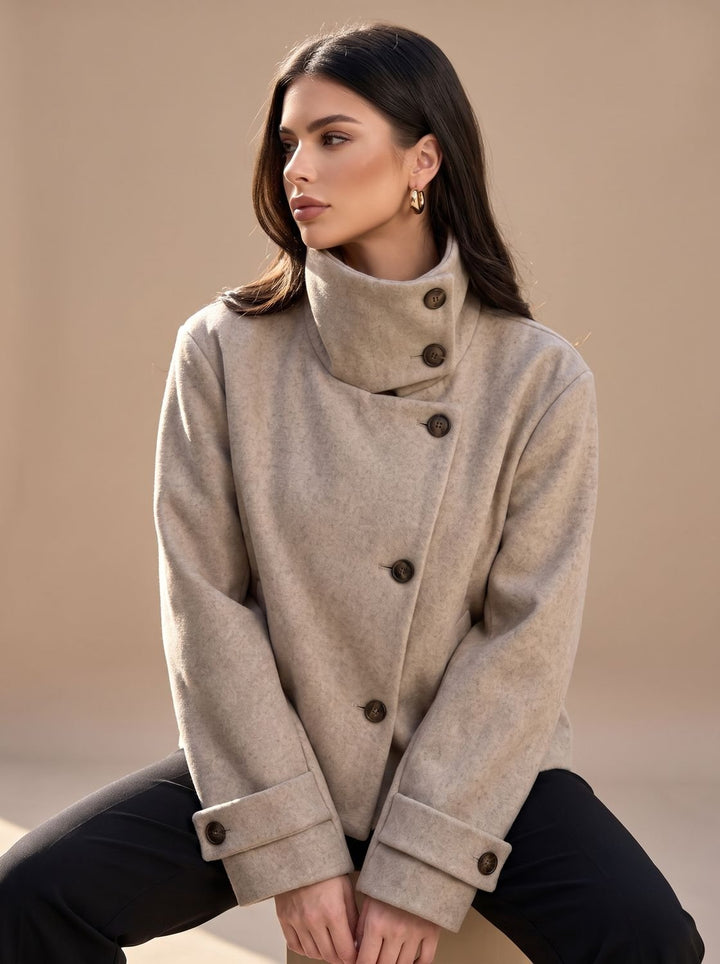 Victoria | High Neck Stand Collar Short Coat