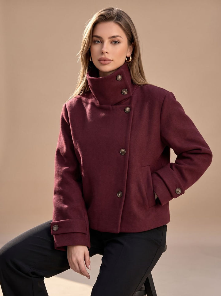 Victoria | High Neck Stand Collar Short Coat