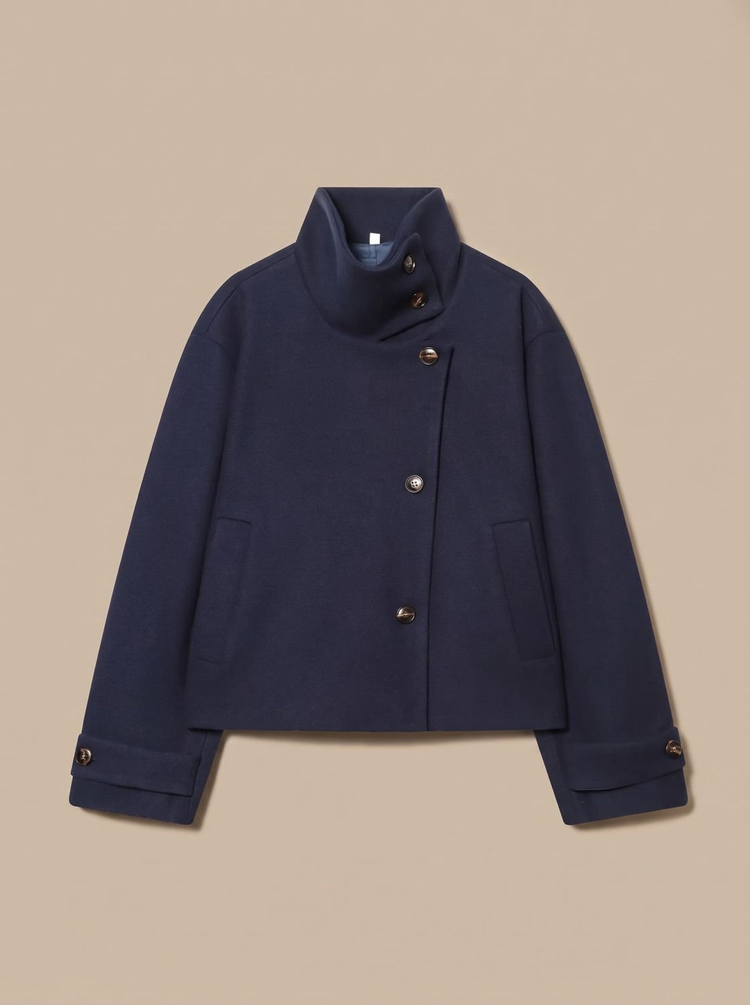 Victoria | High Neck Stand Collar Short Coat