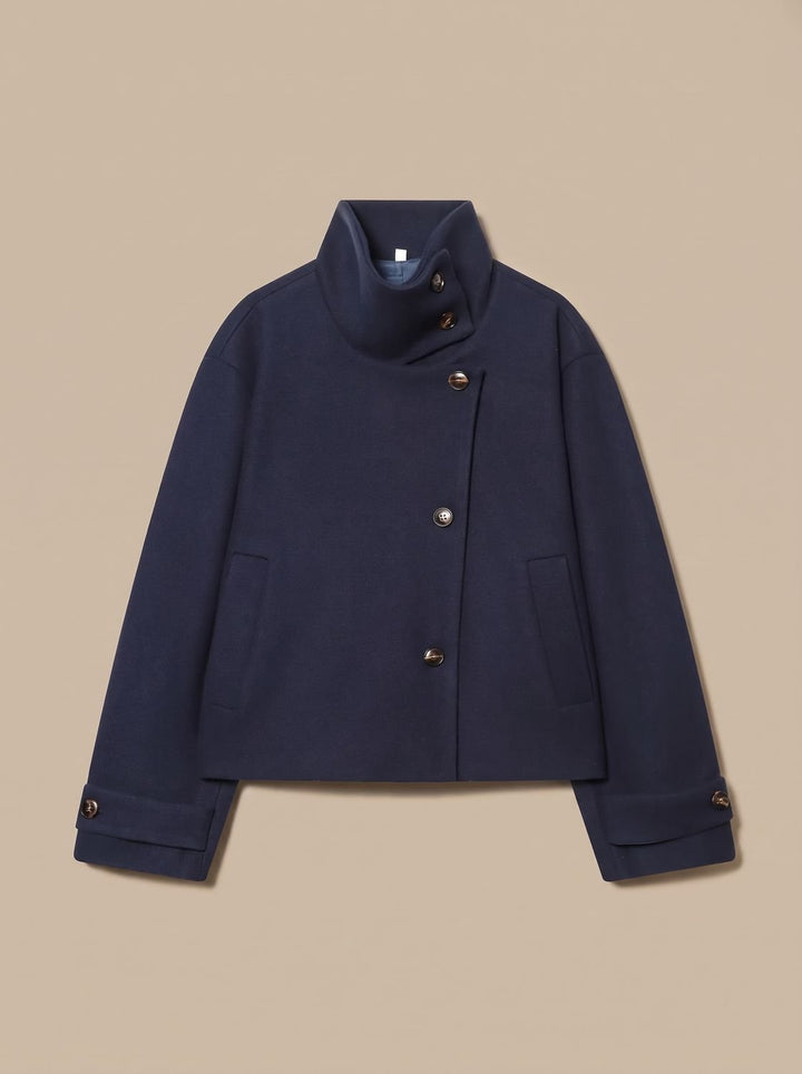 Victoria | High Neck Stand Collar Short Coat